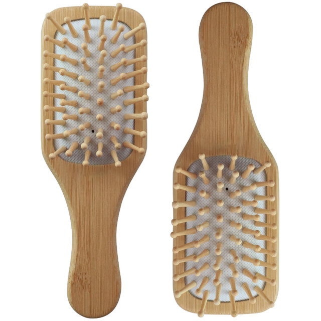 Scalp Massage Natural Mini Portable Bamboo Cushion Hair Brush custom logo