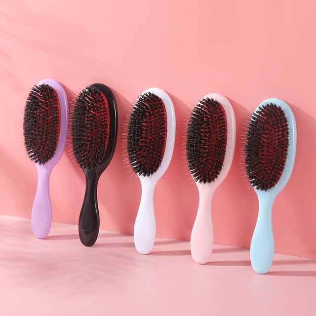 Nylon & Boar Bristle Hairbrush for Hair Extensions Wooden Loop Comb Brush Detangling Tool with Free Sample Factory Oem Supplier 