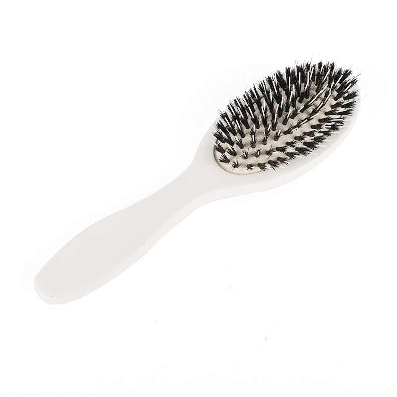 Private Label Natural White Wooden Boar Bristle Hair Brush oem factory 