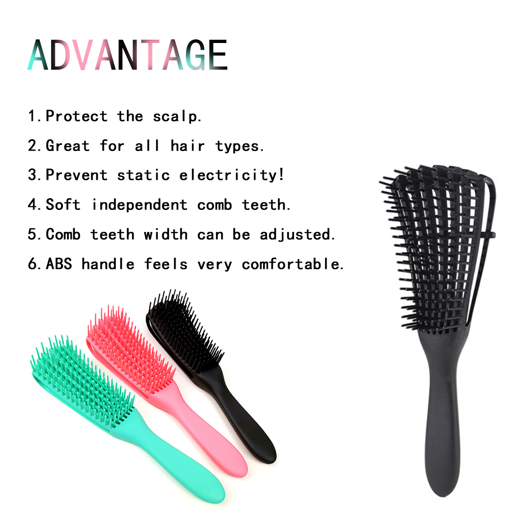 Flexible Bristle Curly Hair Brush Detangling Brush 3 Color Scalp Massager Detangling Brush For Curly Hair Supplier