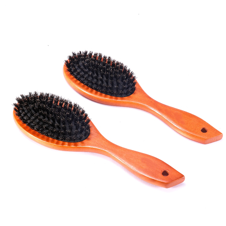 Private Label Natural Brown Wood Boar Bristle Brush for Hair factory