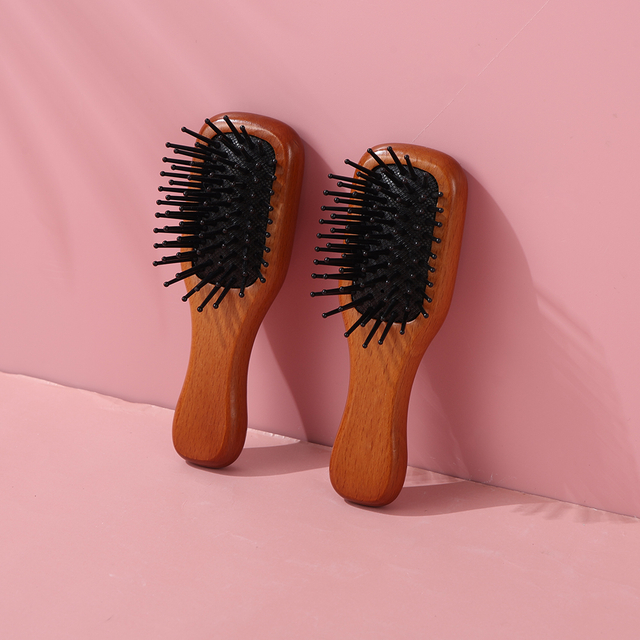 Mini Wooden Paddle Brush Airbag Combs Cushion Hair Brush Head Scalp Massage Comb Wooden Hair Small Brush factory