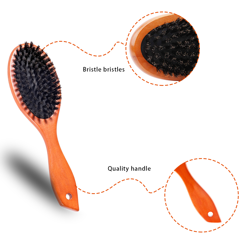 Private Label Natural Brown Wood Boar Bristle Brush for Hair factory