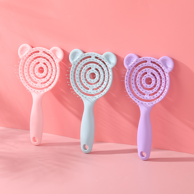 Round Cute Design Children Brush With Logo Fancy Cartoon Girls Kids Smoothing Nylon Bristles Hair Care Brush children use 