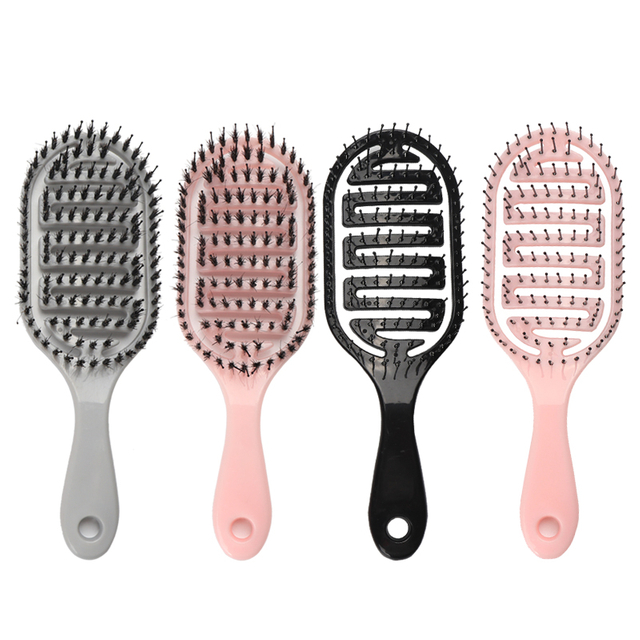 Private Label Plastic Anti-static Boar Brislte Curved Vent Brush Fast Dry Hair Factory