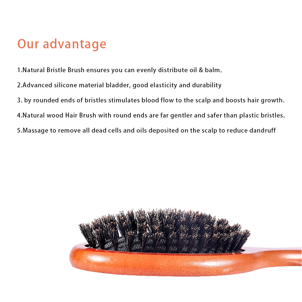 Private Label Natural Brown Wood Boar Bristle Brush for Hair factory