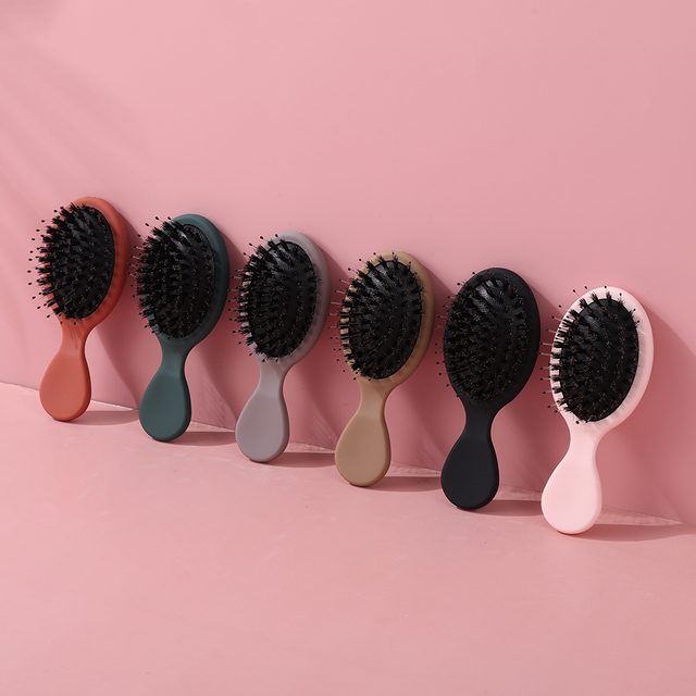 Mini Detangling Hair Brush with Plastic Paddle Boar bristles Detangler Pocket Travel Wet Dry Small Hairbrush for baby Toddler factory oem supplier